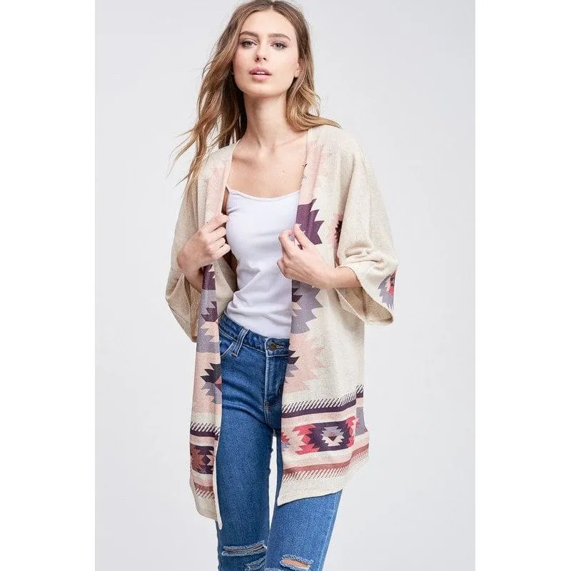 Aztec kimono cardigan- purples