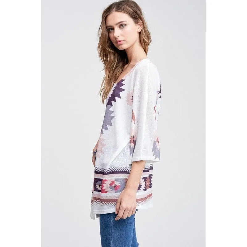 Aztec kimono cardigan- purples