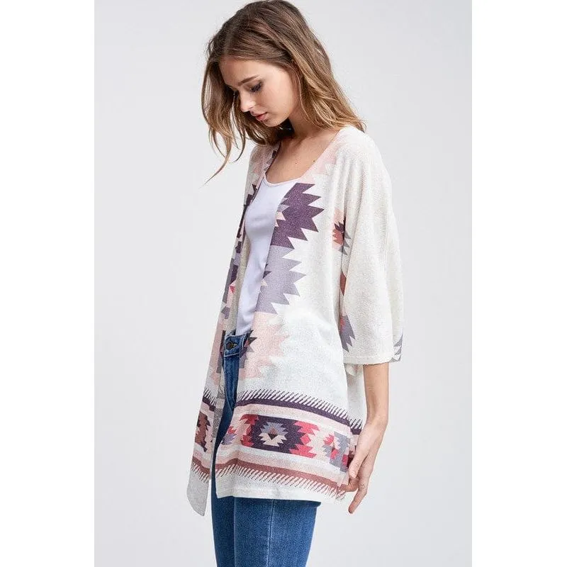 Aztec kimono cardigan- purples