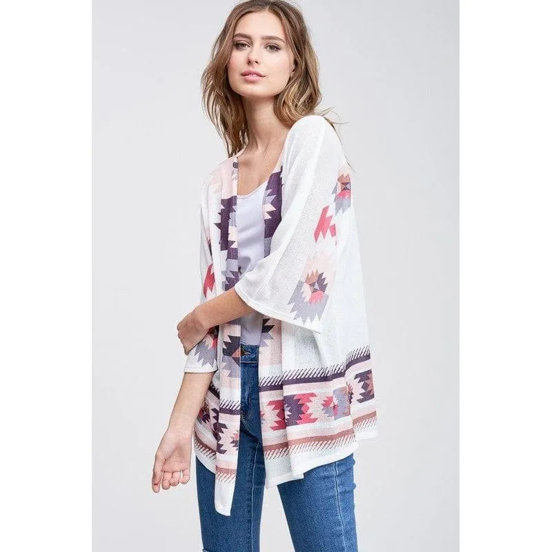 Aztec kimono cardigan- purples