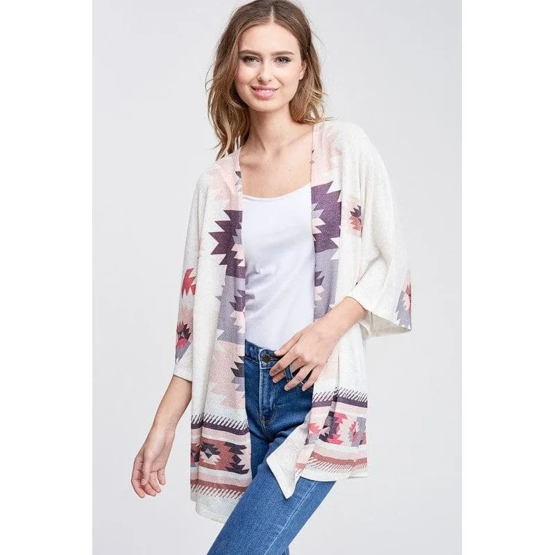 Aztec kimono cardigan- purples