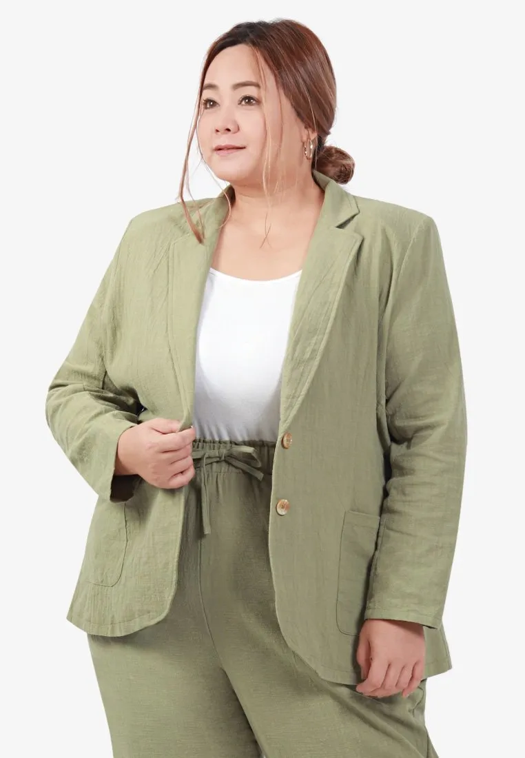 Bailee Structured Linen Blazer - Light Kaya Green