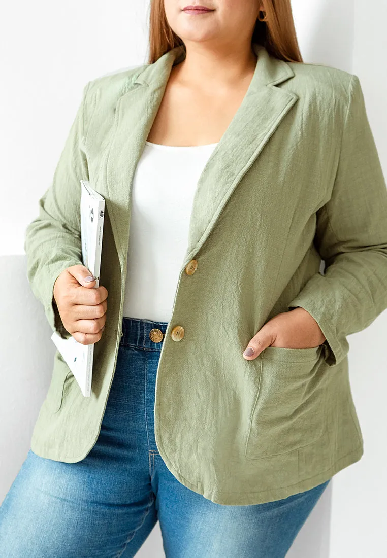 Bailee Structured Linen Blazer - Light Kaya Green