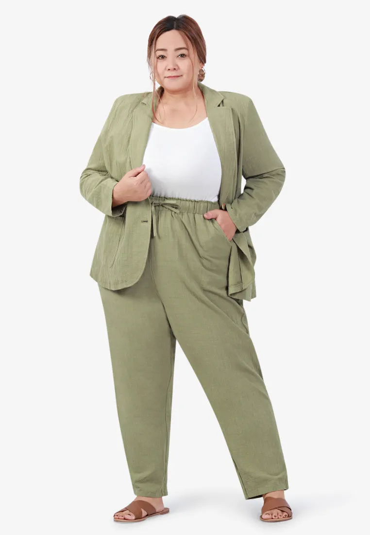 Bailee Structured Linen Blazer - Light Kaya Green