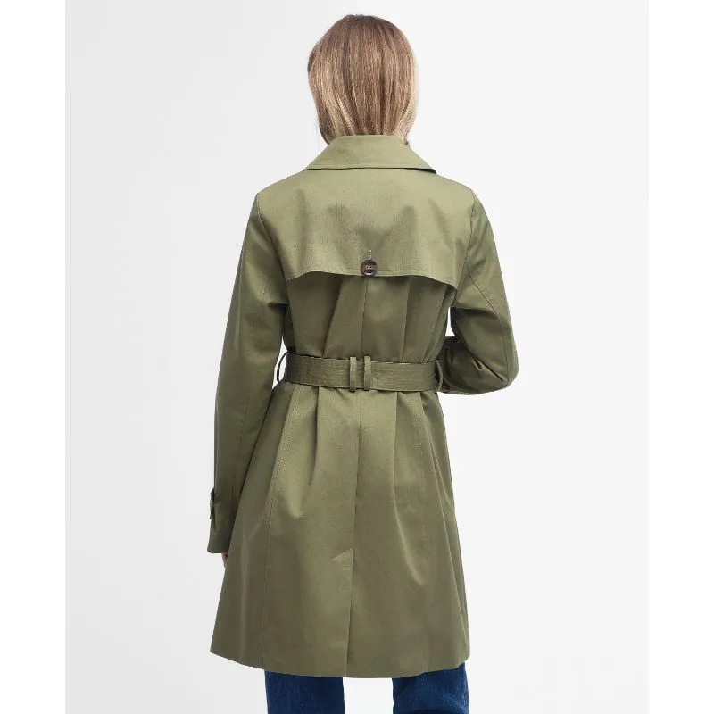 Barbour Short Greta Ladies Showerproof Trench - Burnt Olive/Ancient Poplar