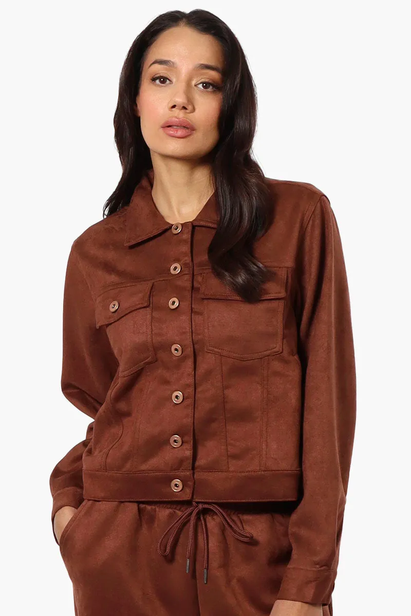 Beechers Brook Button Up Suede Trucker Lightweight Jacket - Brown