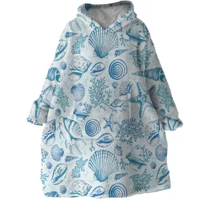 Blue Sashells Wearable Blanket Hoodie