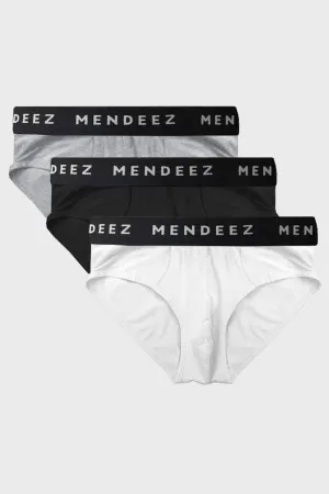 Briefs - White, Black & Heather Grey Pack Of 3