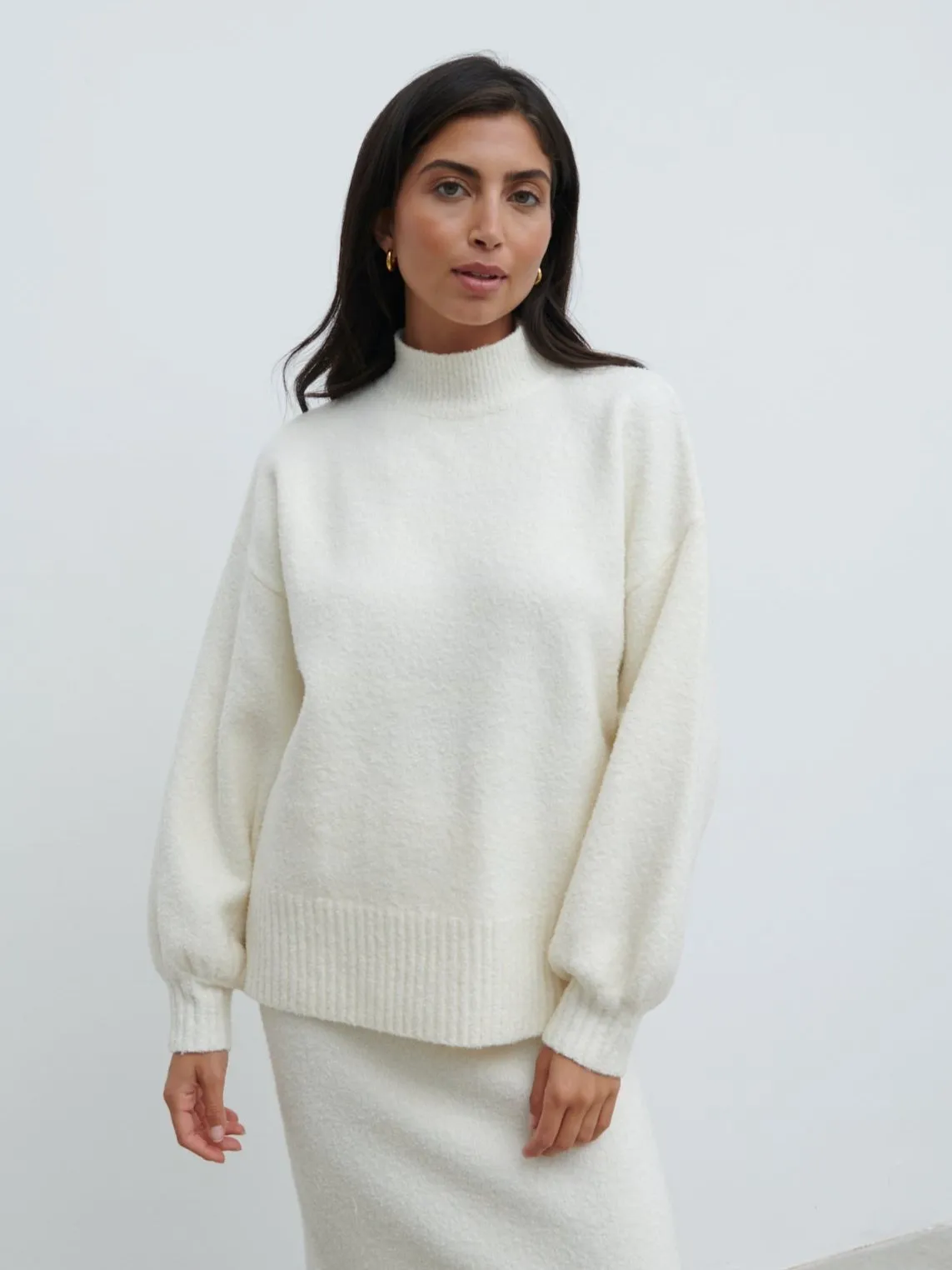 Camille Balloon Sleeve Knit Jumper - Cream