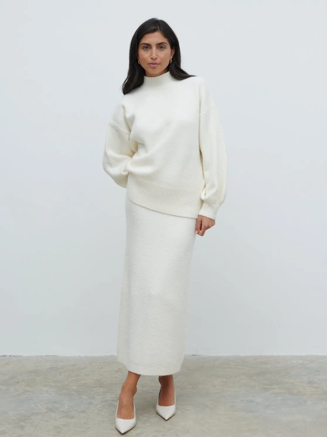 Camille Balloon Sleeve Knit Jumper - Cream