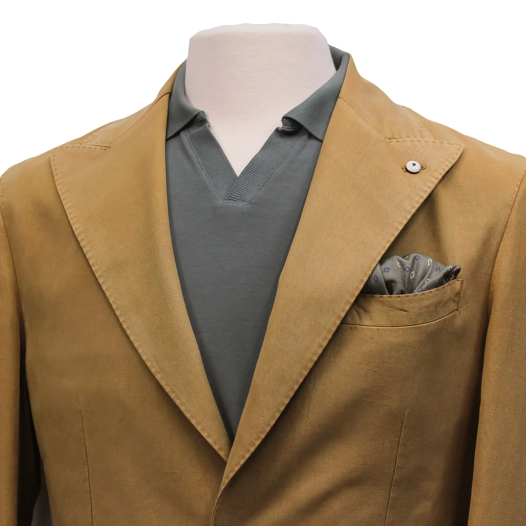 Caramel Solid Lyocell-Linen-Cotton Unlined Sport Jacket - L.B.M 1911