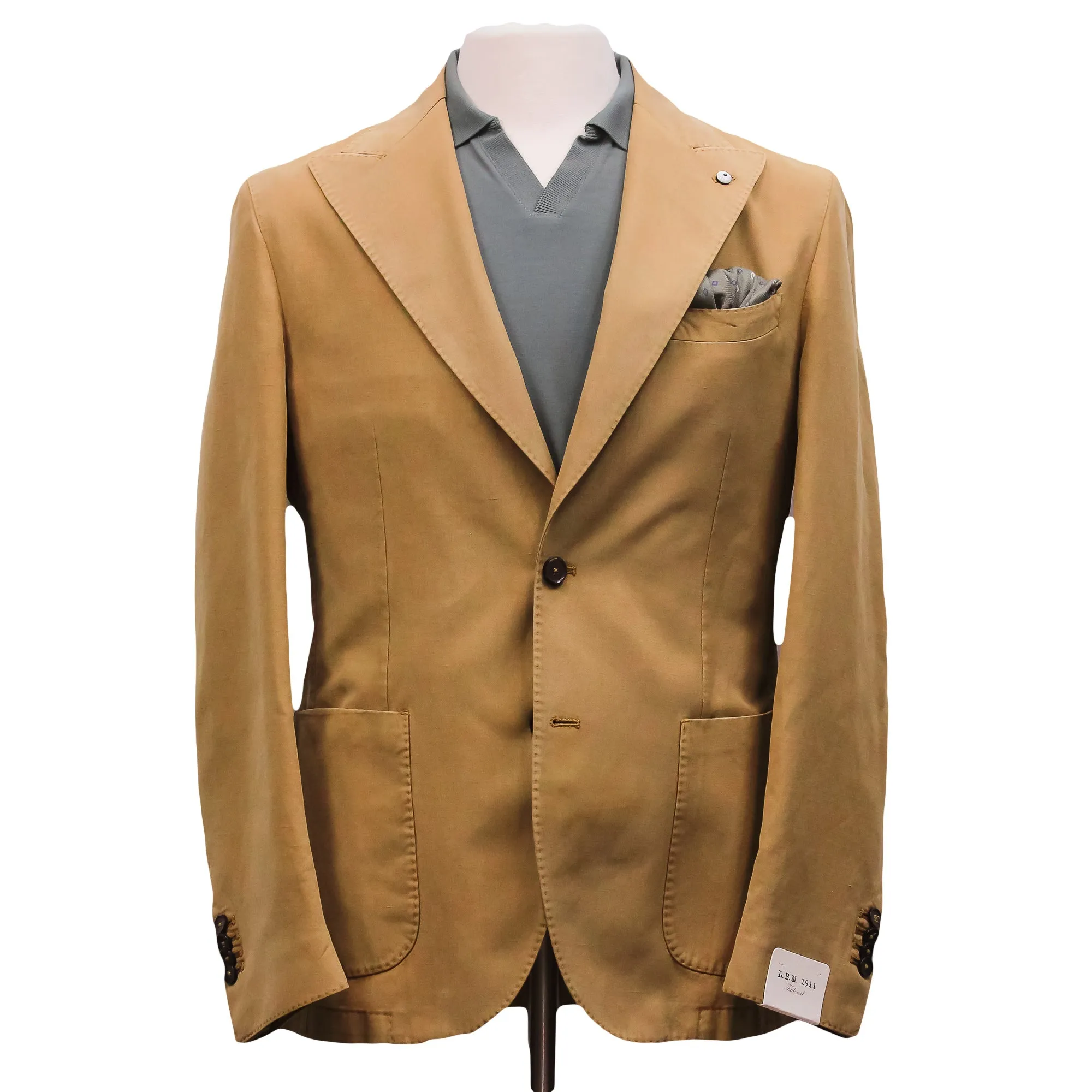 Caramel Solid Lyocell-Linen-Cotton Unlined Sport Jacket - L.B.M 1911