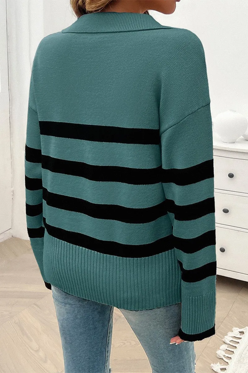 Collared Streak Pullover