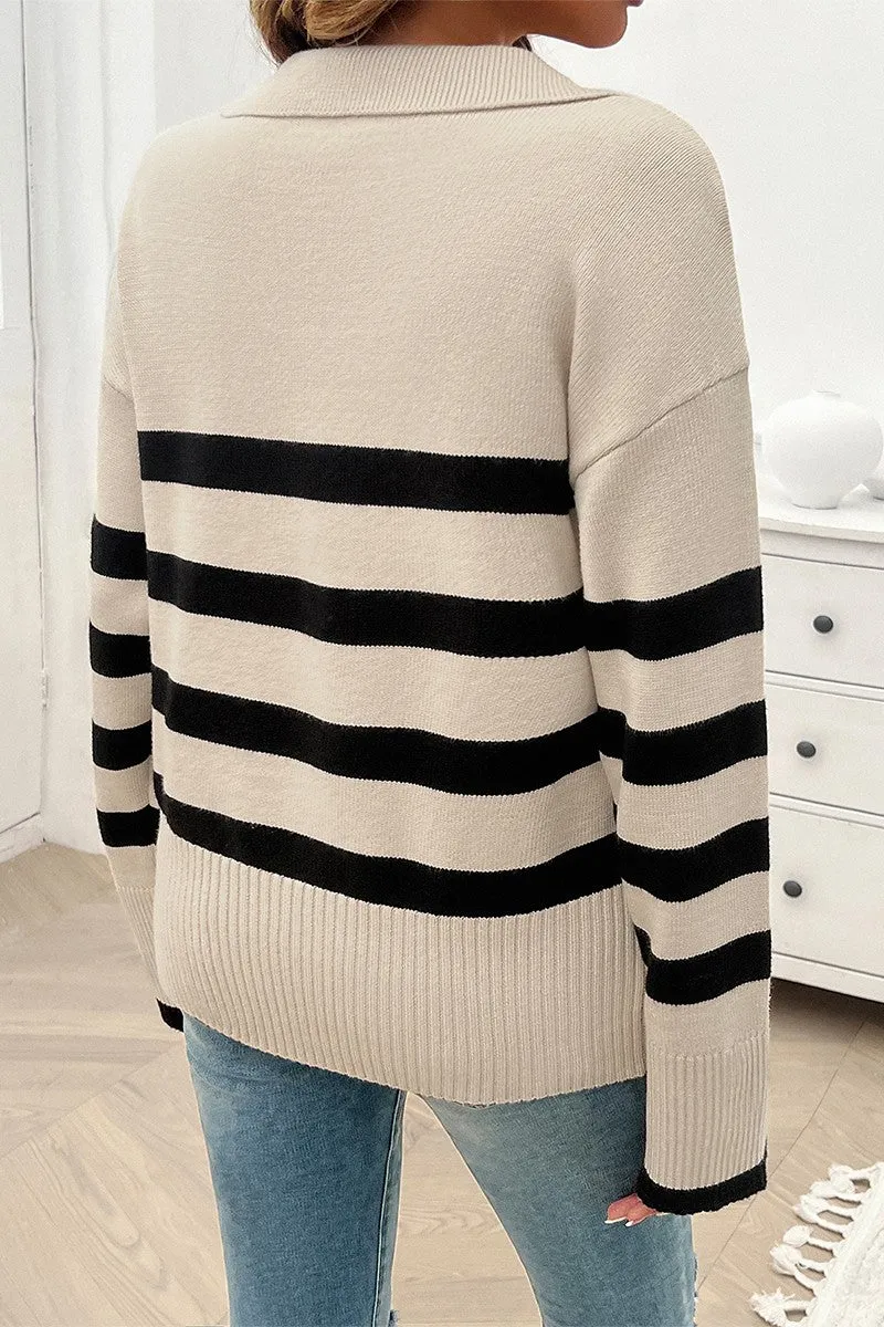 Collared Streak Pullover