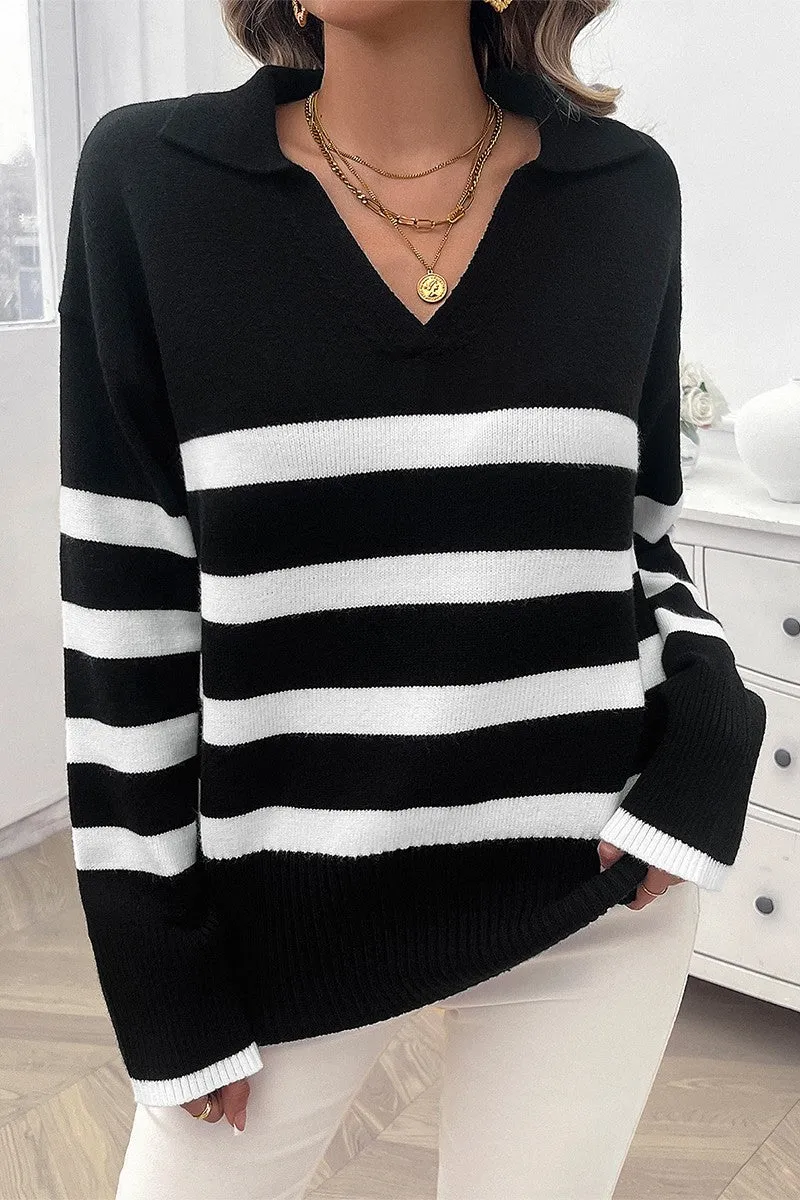 Collared Streak Pullover