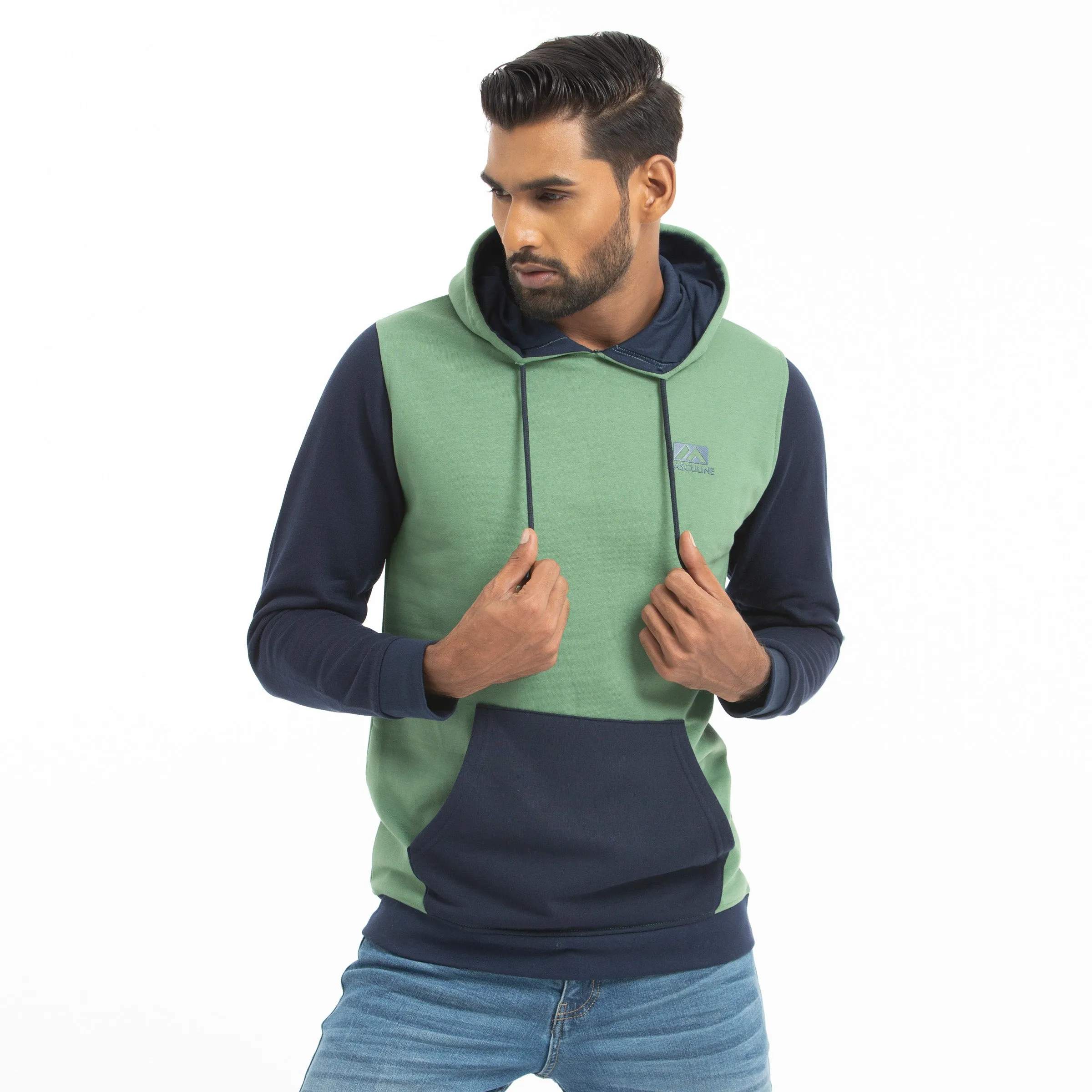 Contrast Long Sleeve Hoodie - Mint Green