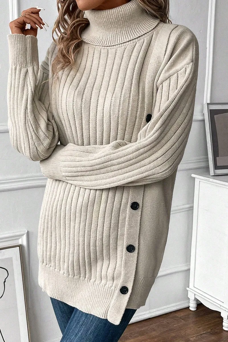 Cozy Buttoned Turtleneck