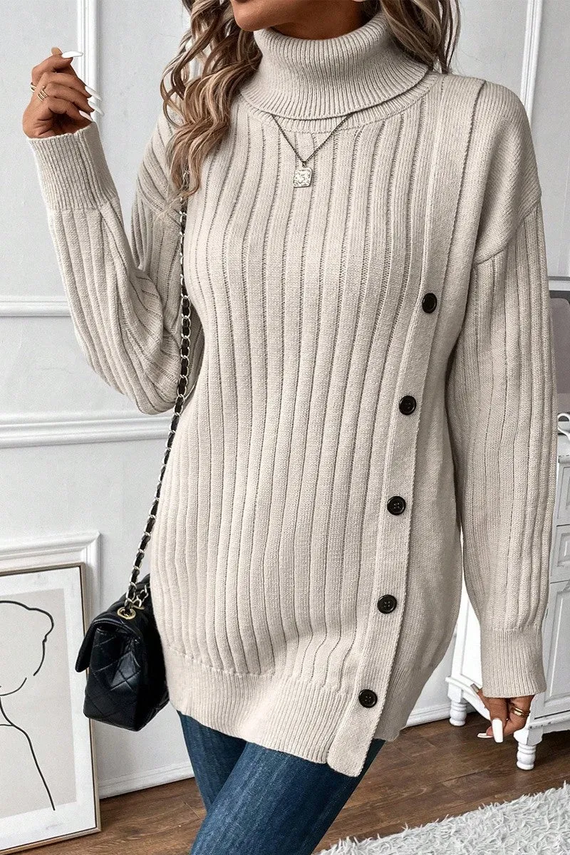 Cozy Buttoned Turtleneck