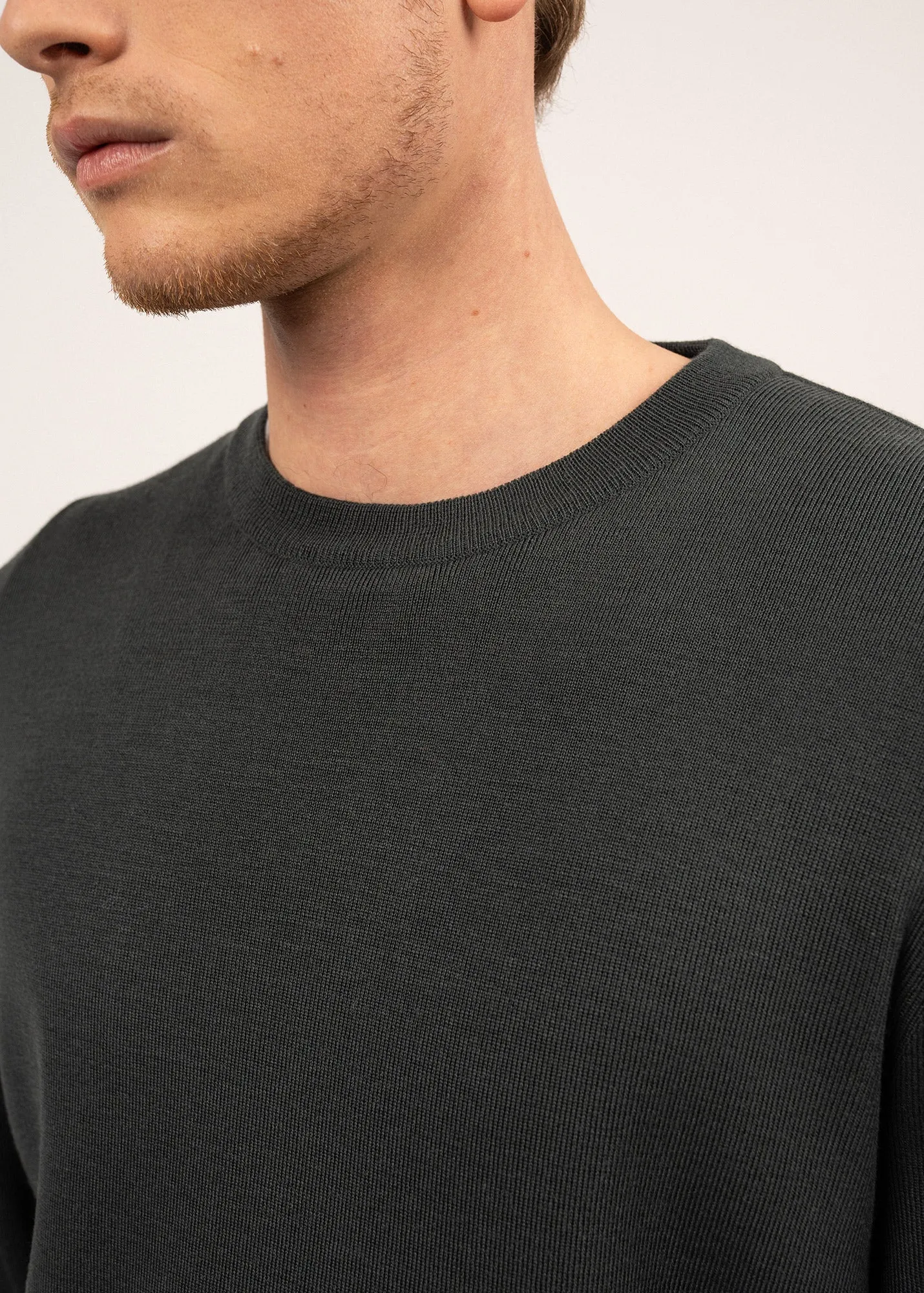 Cruiser round neck jumper - in soft wool (VEGETAL)