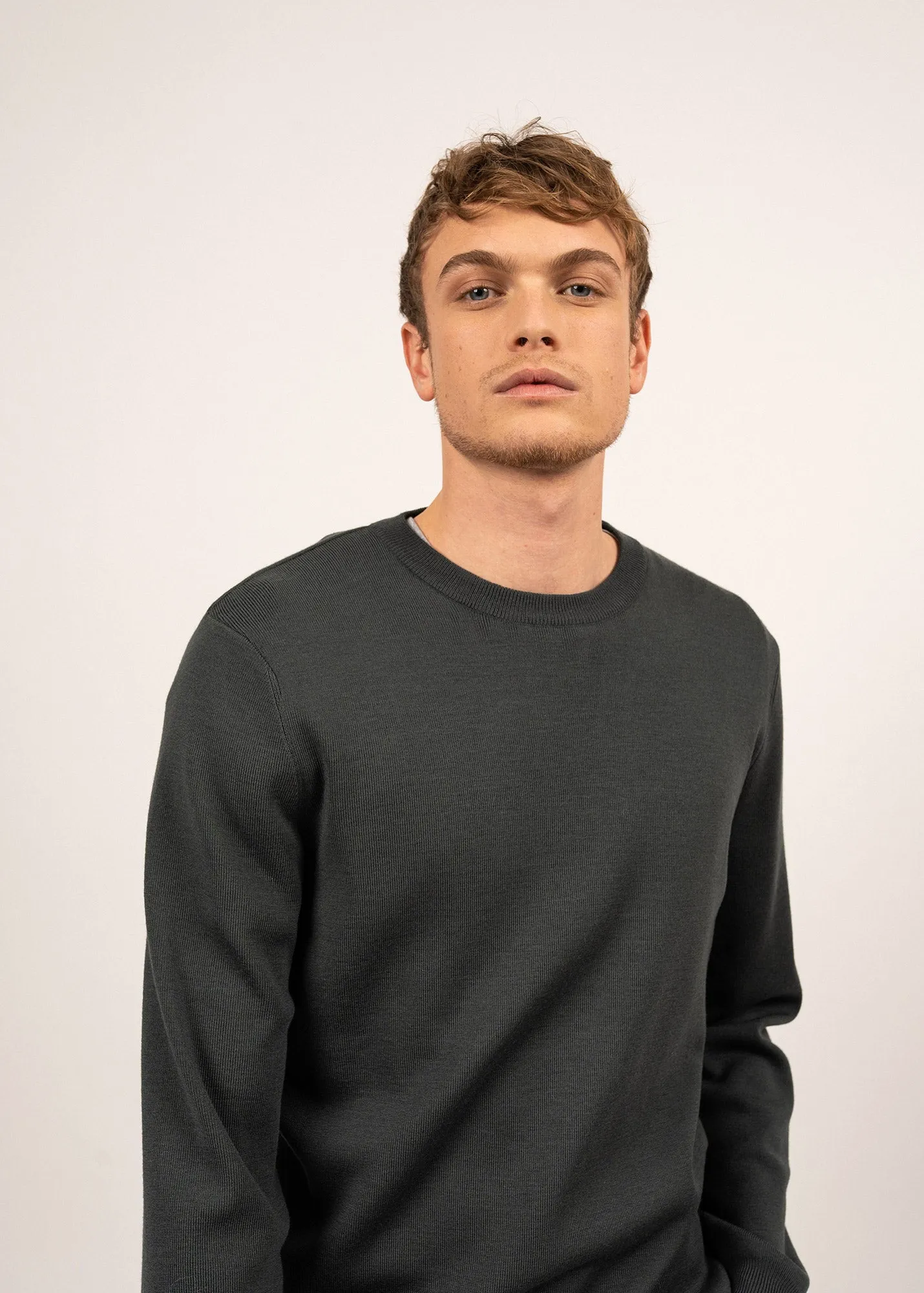 Cruiser round neck jumper - in soft wool (VEGETAL)