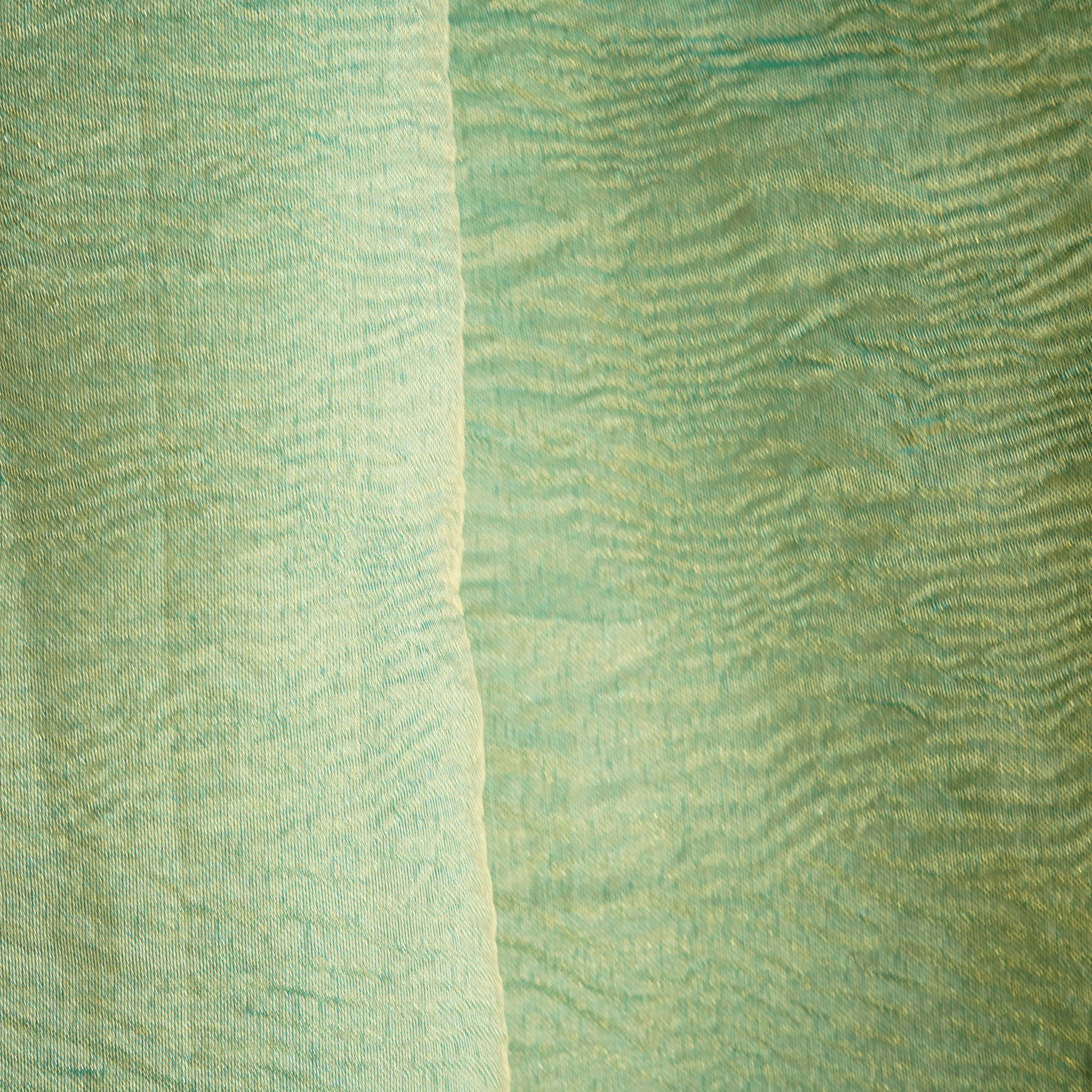 Dark Green Shimmer Crushed Tissue Fabric