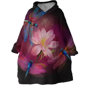 Dragonflies and Lotus Wearable Blanket Hoodie