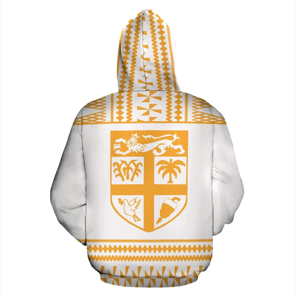 Fiji Tapa All Over Hoodie - White Version - BN09