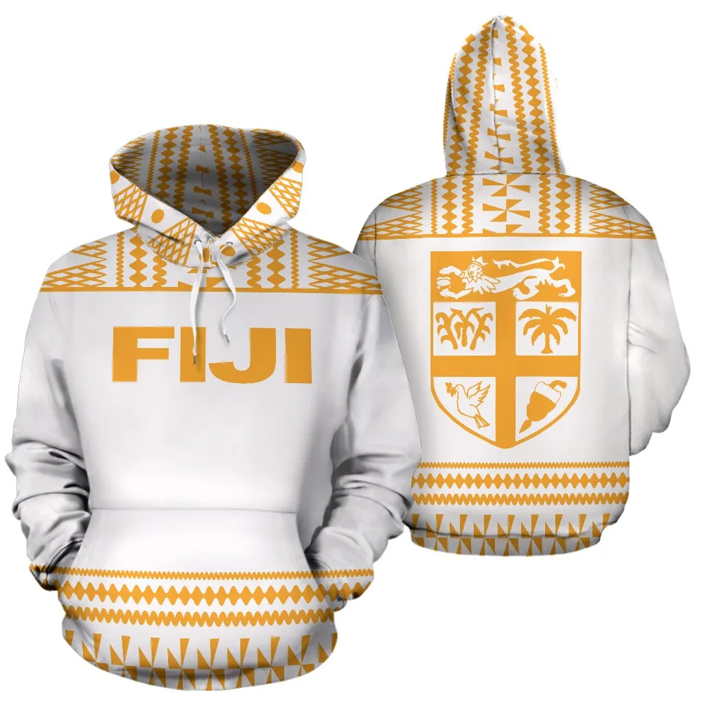 Fiji Tapa All Over Hoodie - White Version - BN09