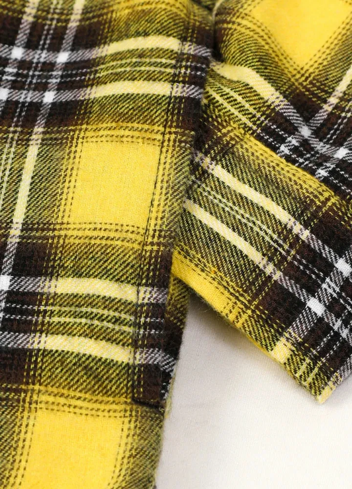 Girls Matching Family Yellow Hooded Plaid Flannel Shirt Jacket