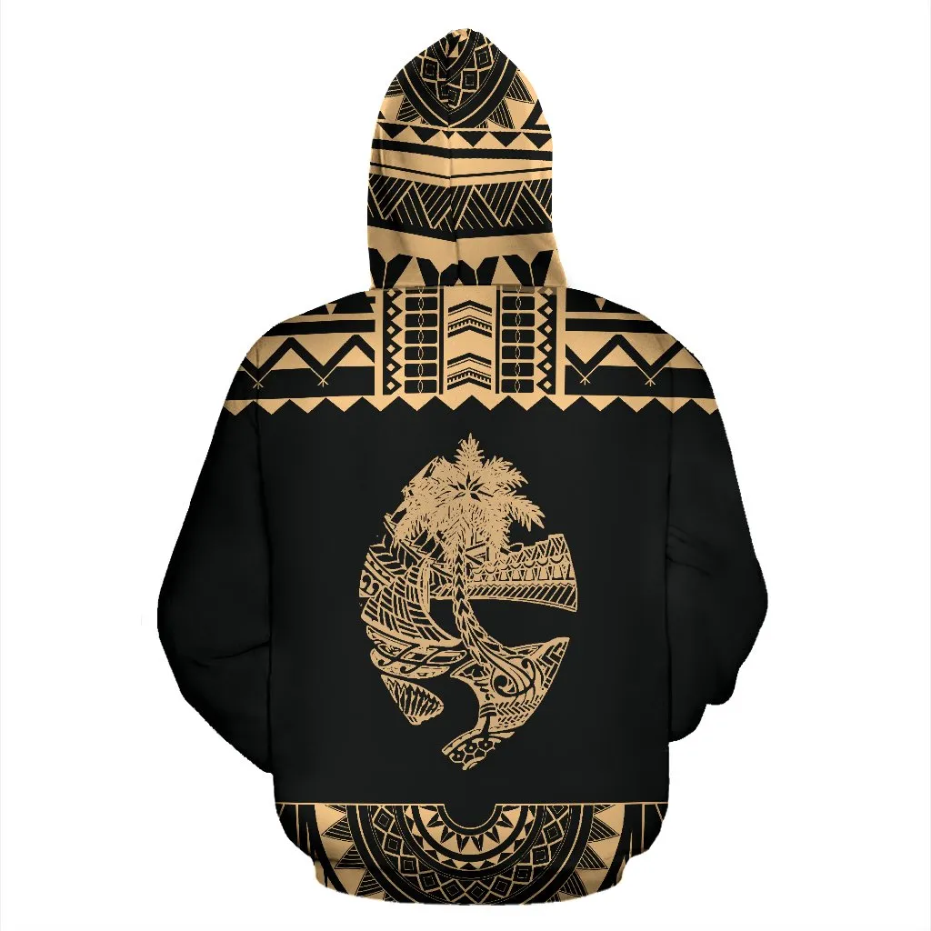 Guam Polynesian All Over Zip-Up Hoodie - Gold Version - Bn04