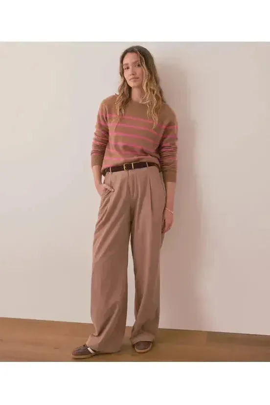 Harper Cashmere Sweater - Camel/Pink