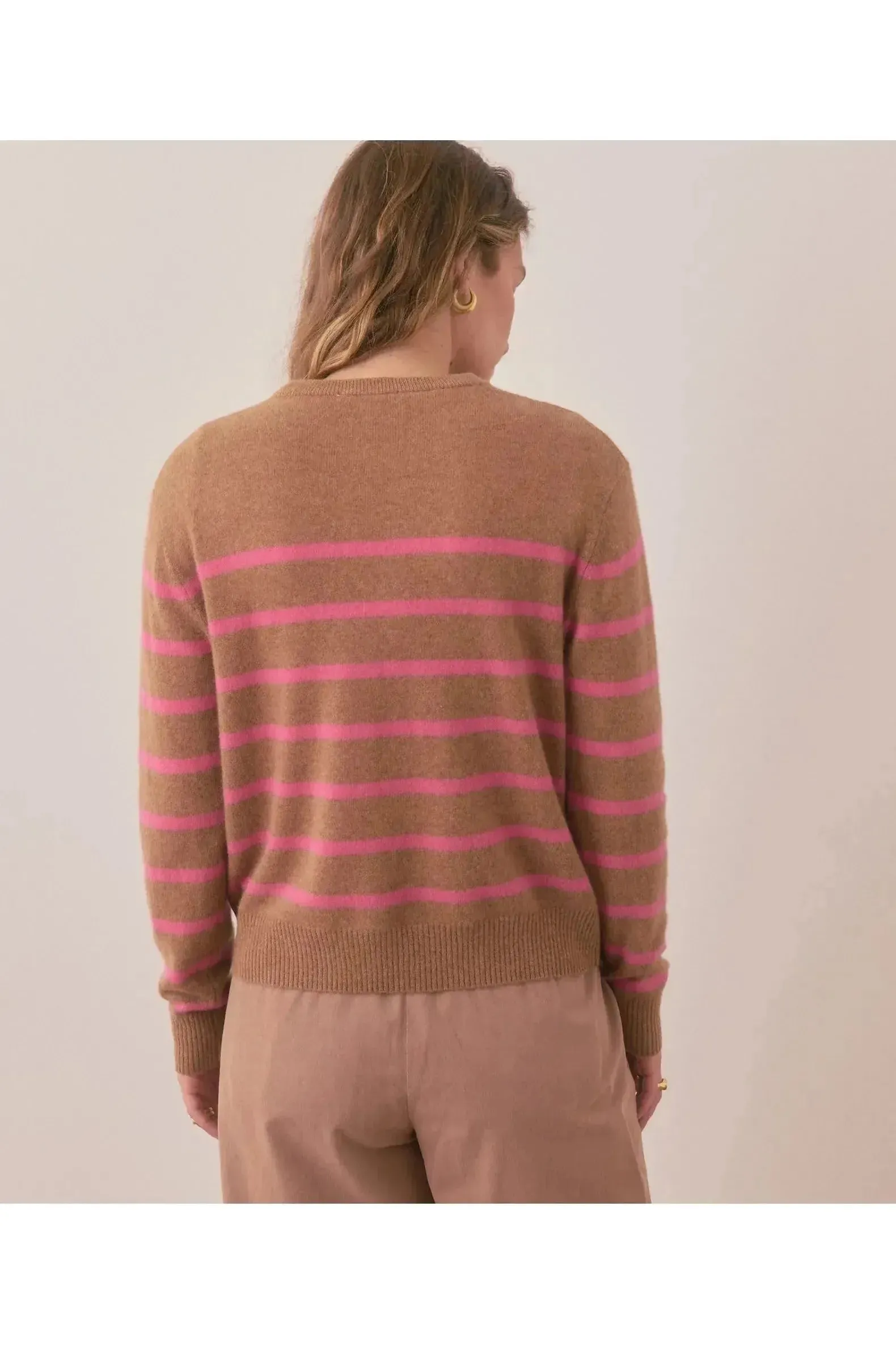 Harper Cashmere Sweater - Camel/Pink