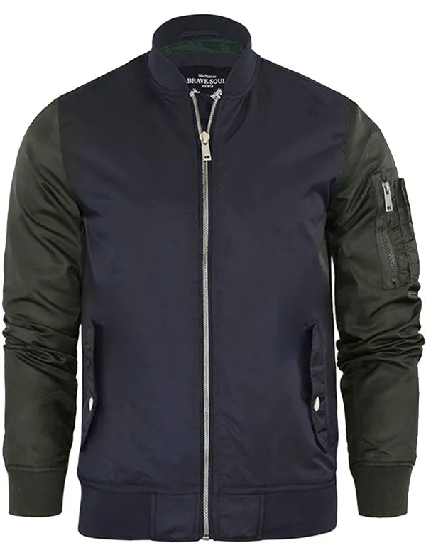 Helsingborg Bomber Jacket with Raglan Sleeves in Navy / Khaki