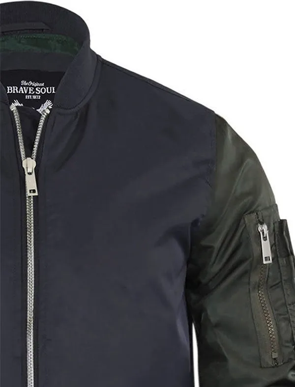 Helsingborg Bomber Jacket with Raglan Sleeves in Navy / Khaki