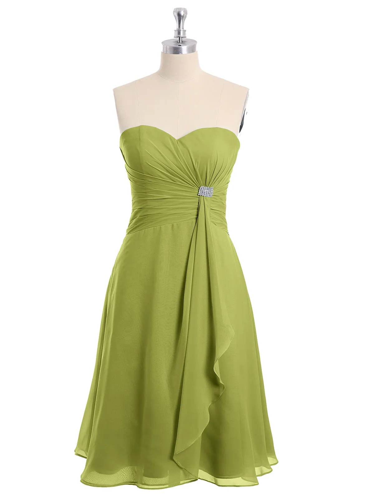 Knee Length Chiffon Dress with Sweetheart Neck-Clover Plus Size