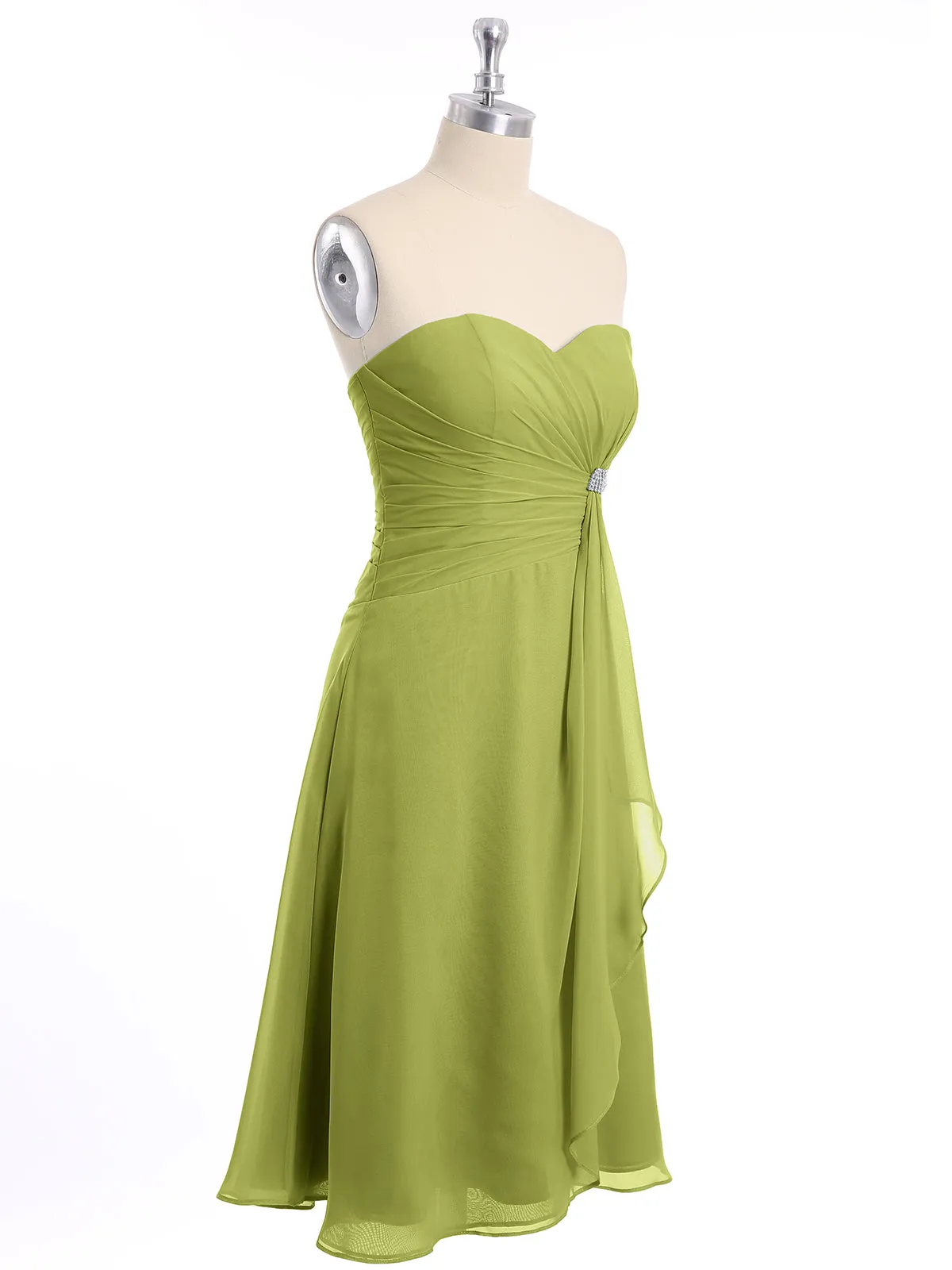 Knee Length Chiffon Dress with Sweetheart Neck-Clover Plus Size