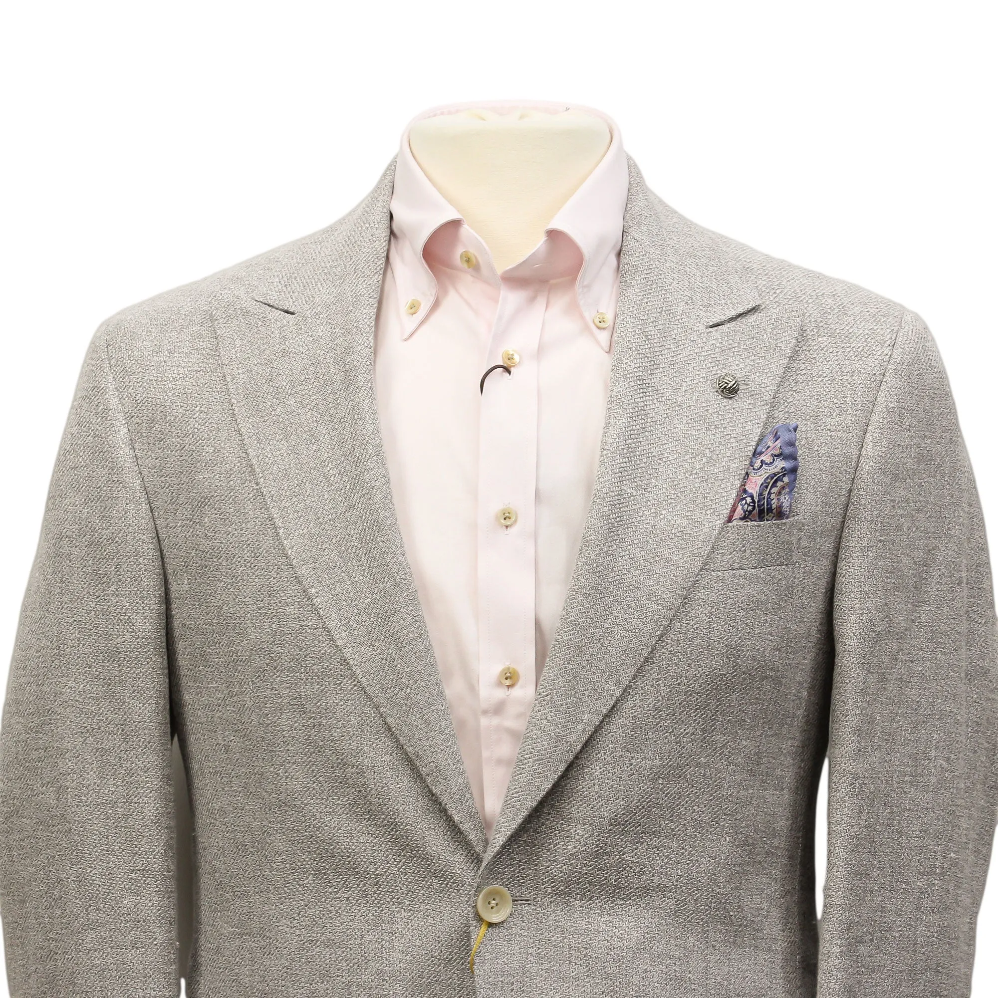 Light Gray Linen/Silk/Cotton Peak Lapel Morgan Contemporary Fit Sport Jacket - Jack Victor 1913