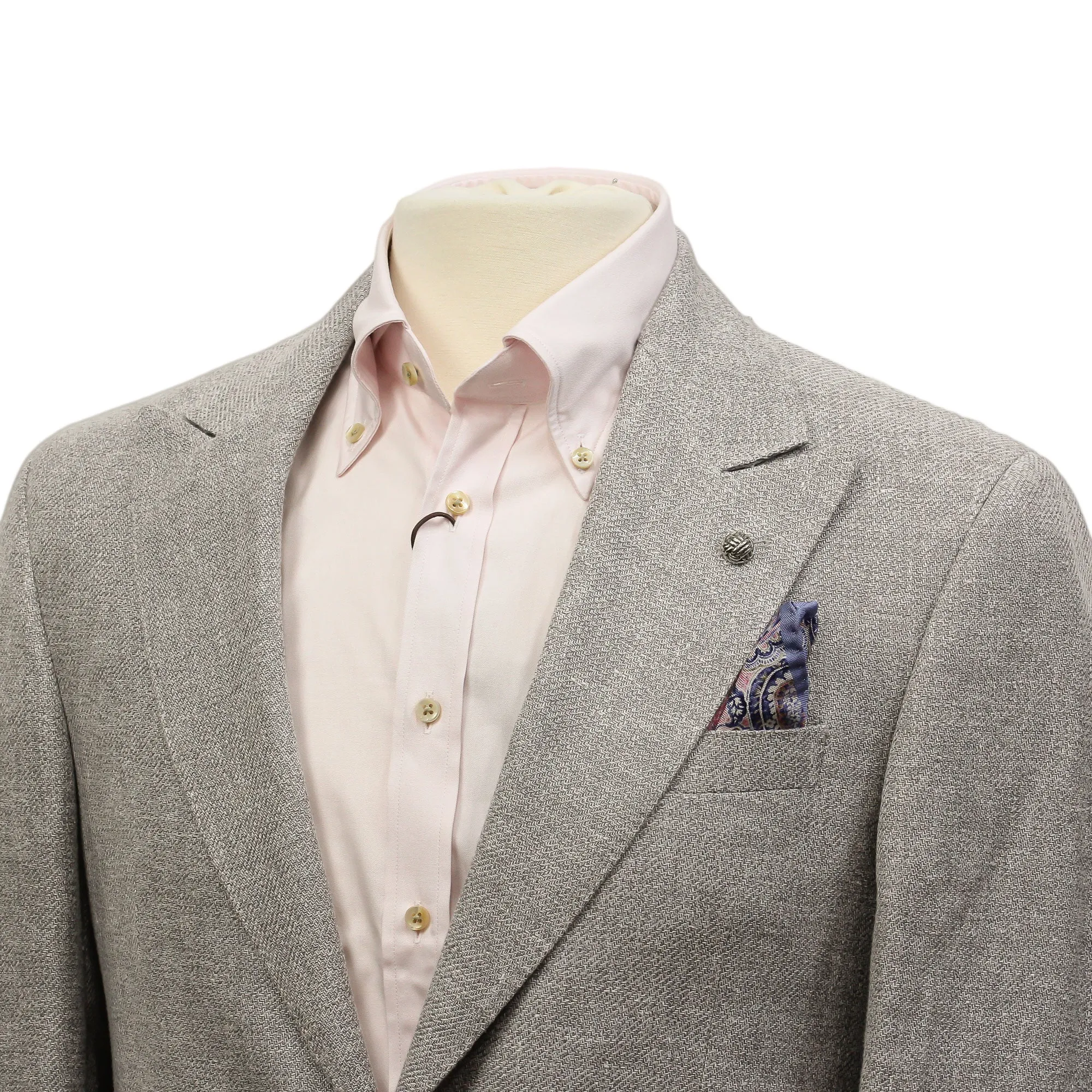 Light Gray Linen/Silk/Cotton Peak Lapel Morgan Contemporary Fit Sport Jacket - Jack Victor 1913