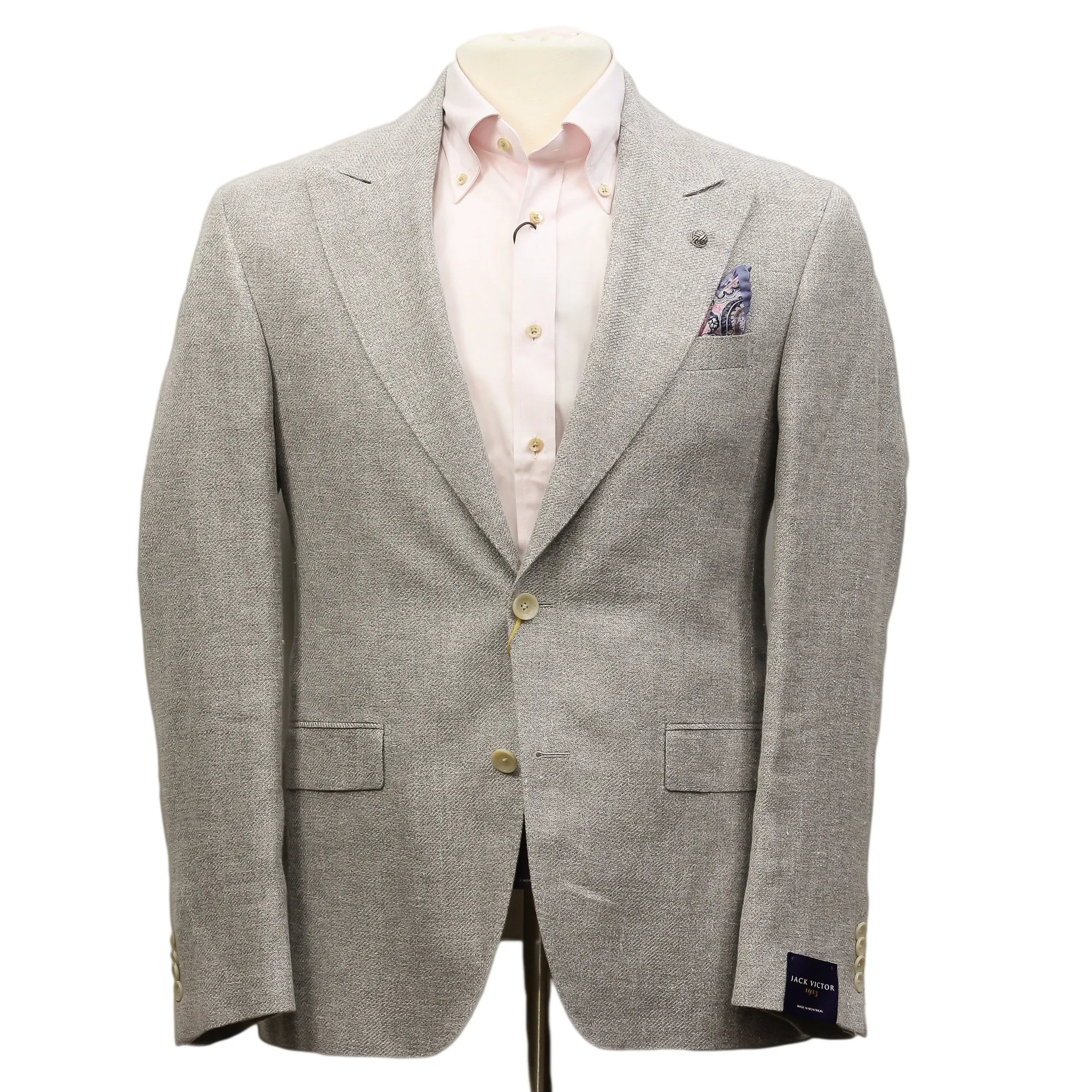 Light Gray Linen/Silk/Cotton Peak Lapel Morgan Contemporary Fit Sport Jacket - Jack Victor 1913