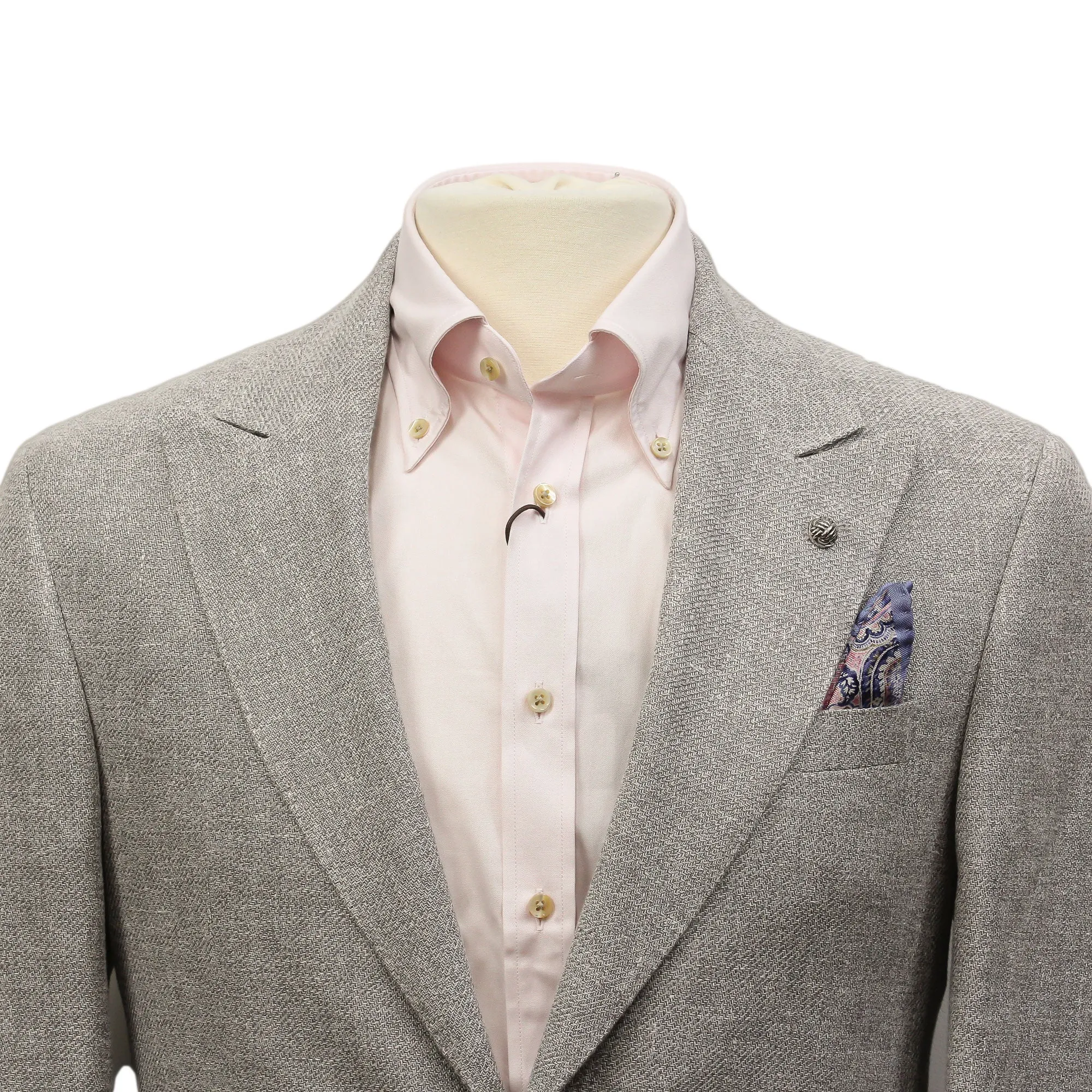 Light Gray Linen/Silk/Cotton Peak Lapel Morgan Contemporary Fit Sport Jacket - Jack Victor 1913