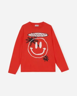 Light Jersey Relaxed Long Sleeve T-shirt - Fiery Red