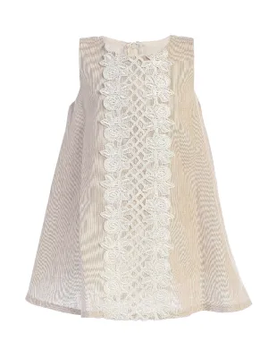 Little Girls Khaki Lace Sleeveless A-Line Easter Dress 2T-7