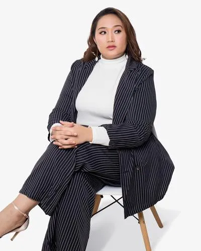 Lucy Lightweight City Pinstripe Blazer - Navy Blue