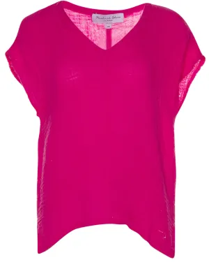 Magenta V-Neck Draya Tee