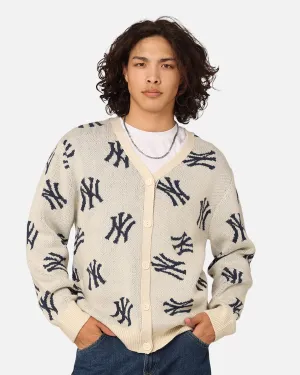 Majestic Athletic New York Yankees Shaggy Knit Varsity Cardigan Whitecap Grey