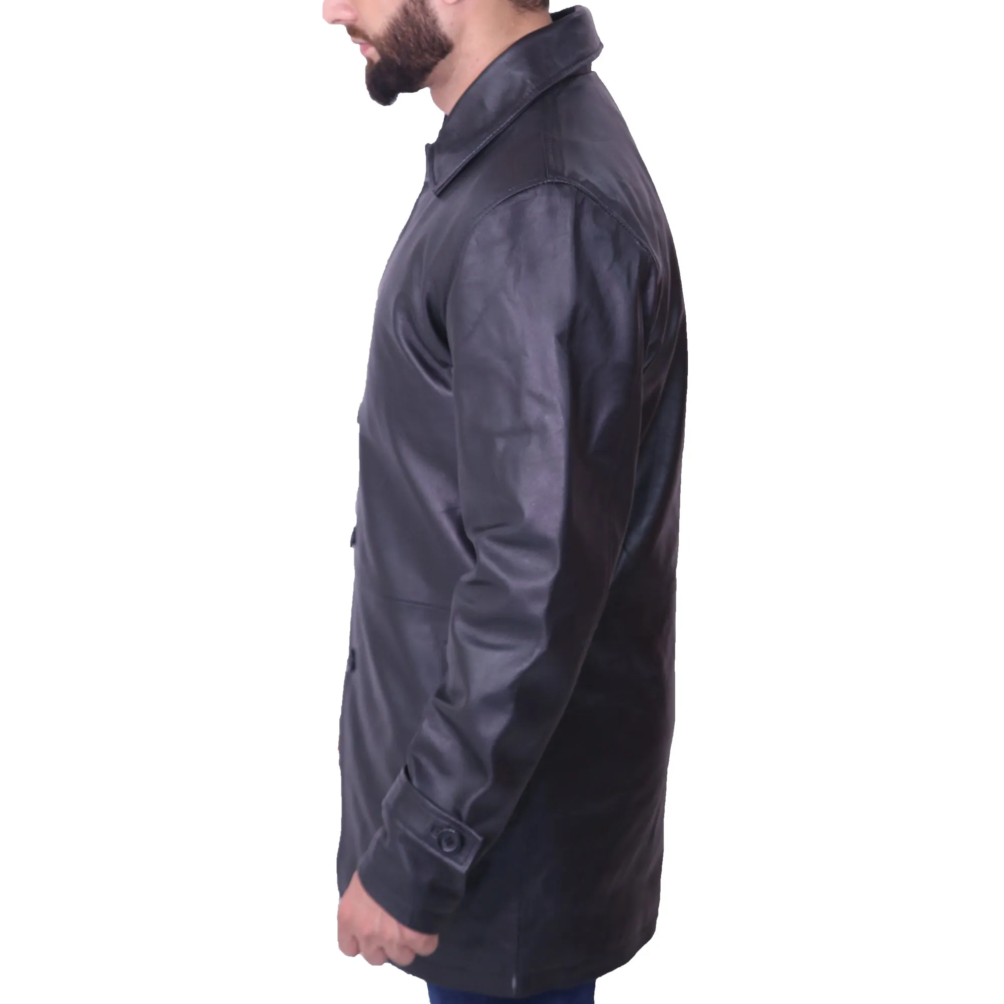 Mens Black Leather Coat