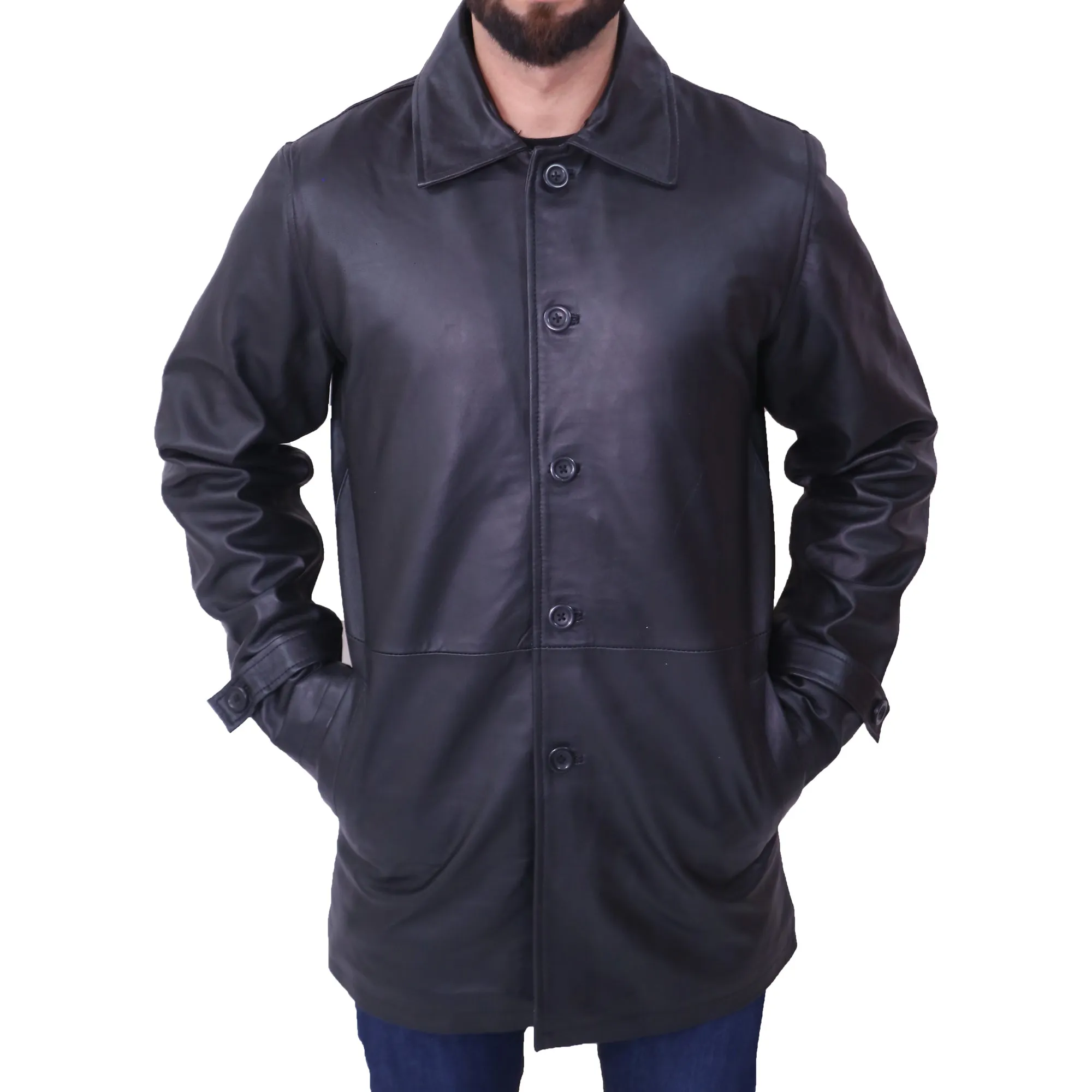 Mens Black Leather Coat