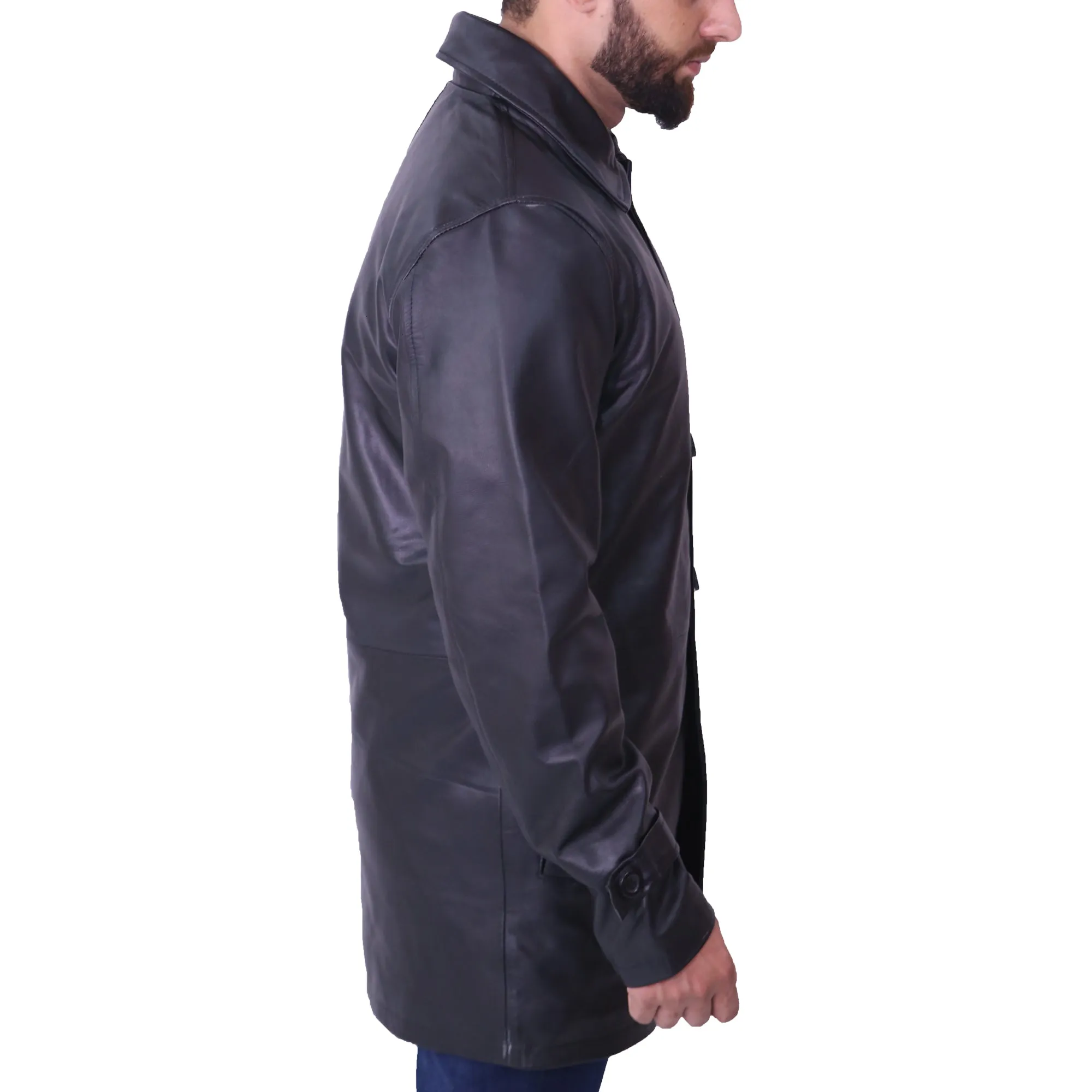 Mens Black Leather Coat