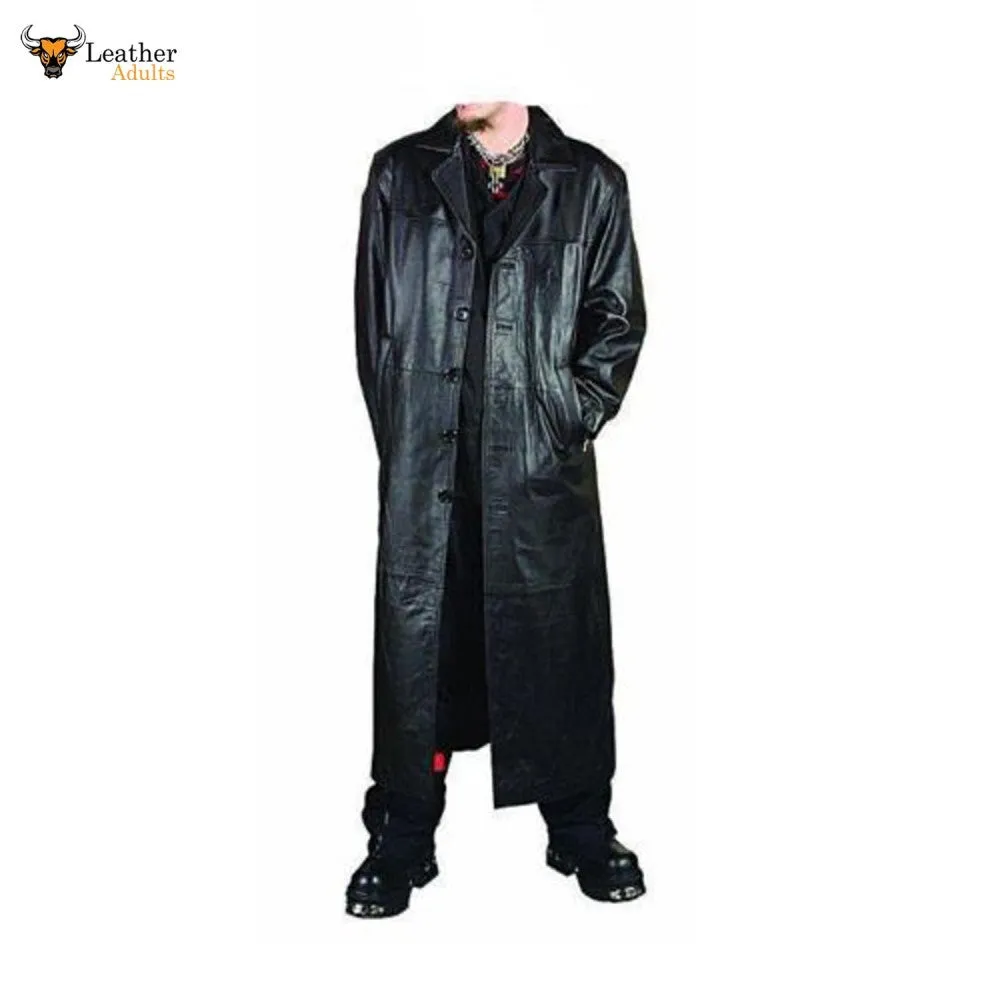 Men's Real Leather Goth Gothic Van Helsing Matrix Trench Coat Most Sizes