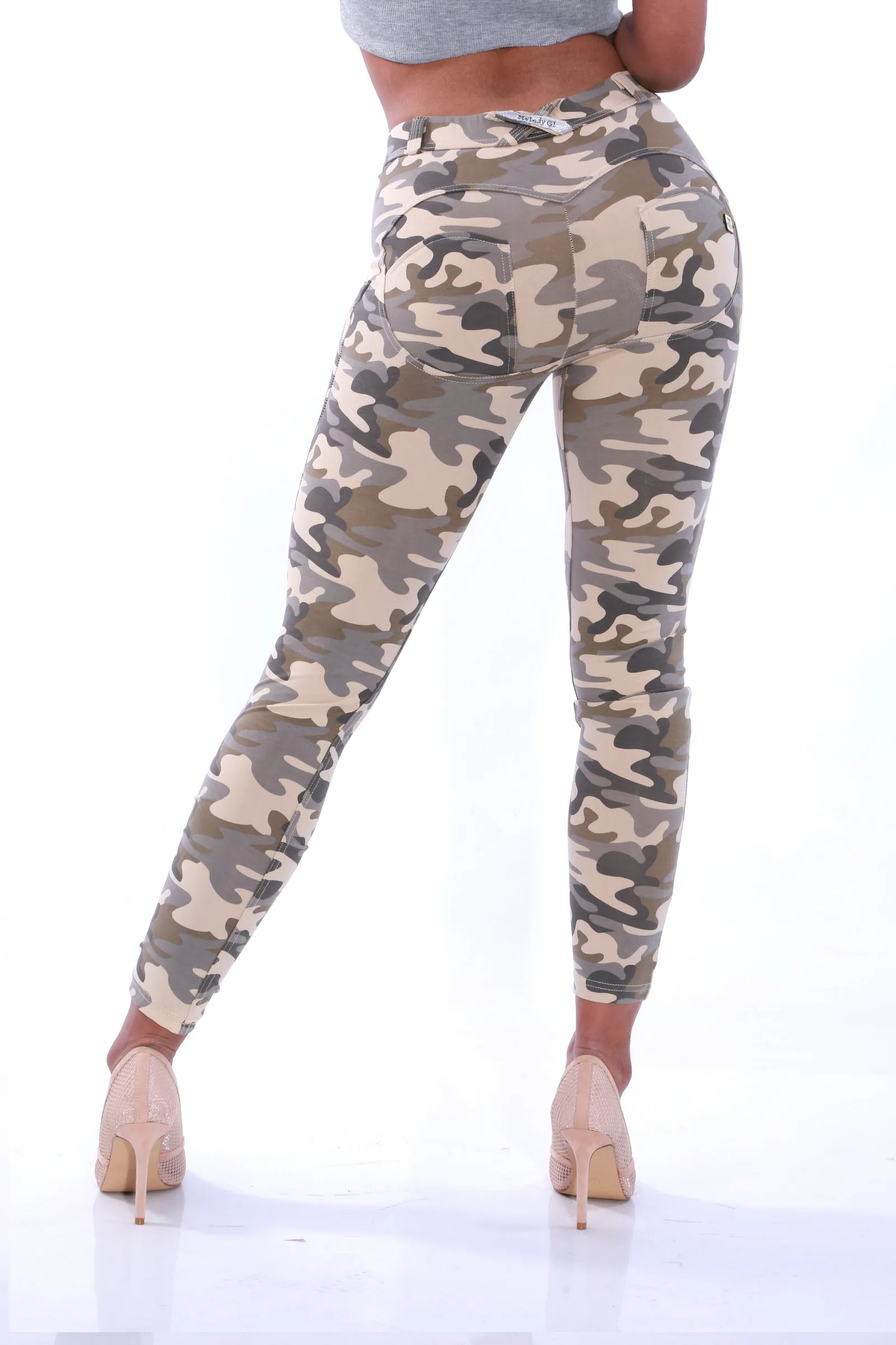 Mid waist Butt lifting Shaping pants- Sandy Camo